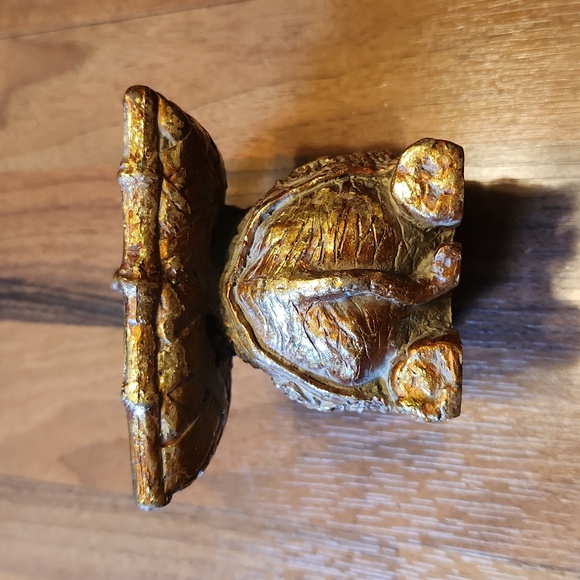 Golden Gilded Elephant Business Card Holder Trunk Up for Luck - Picture 5 of 16